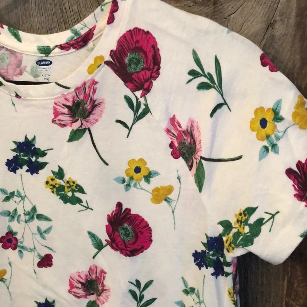 NWOT Old Navy Floral Peplum Cream Top XL 14